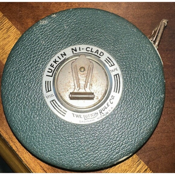Vintage Steel 100 Ft. Tape Measure The Lufkin Ni-Clad Rule  USA Very Good - Picture 1 of 9